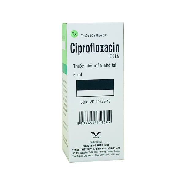 Thuốc Ciprofloxacin 0.3% 5ml